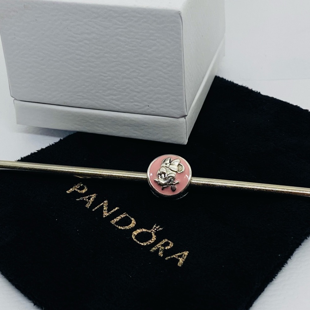 Pandora Authentic Minnie Mouse Charm Retired SSPink Enamel 797170EN9 Disney - Picture 4 of 5